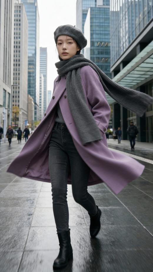 翻领两排扣带小包双面手工短大衣 商品图2