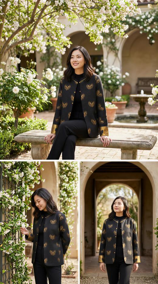 SJ同款花瓣领包夹棉轻国风外套 商品图1