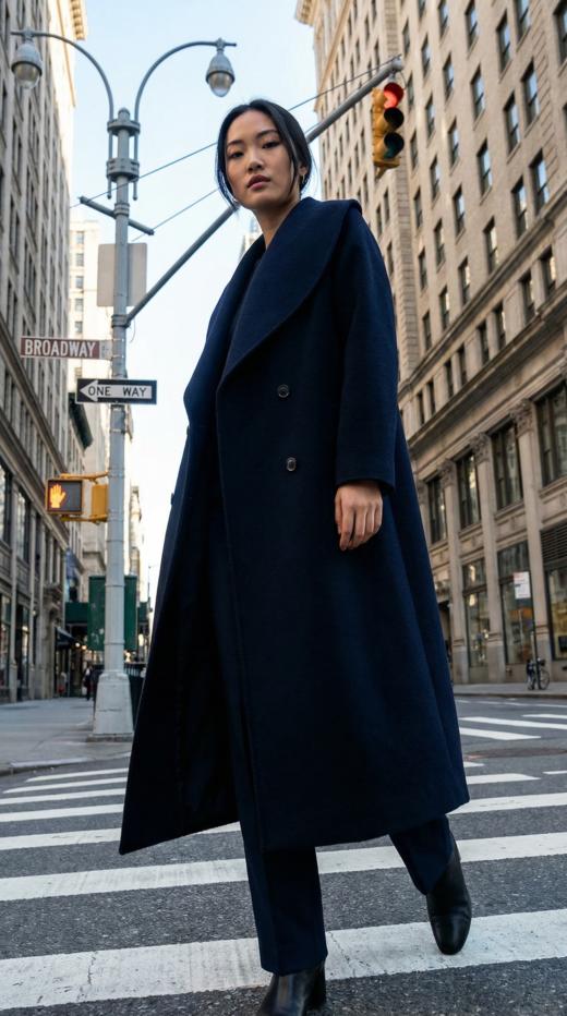 双排扣青果领双面手工中长大衣 商品图3