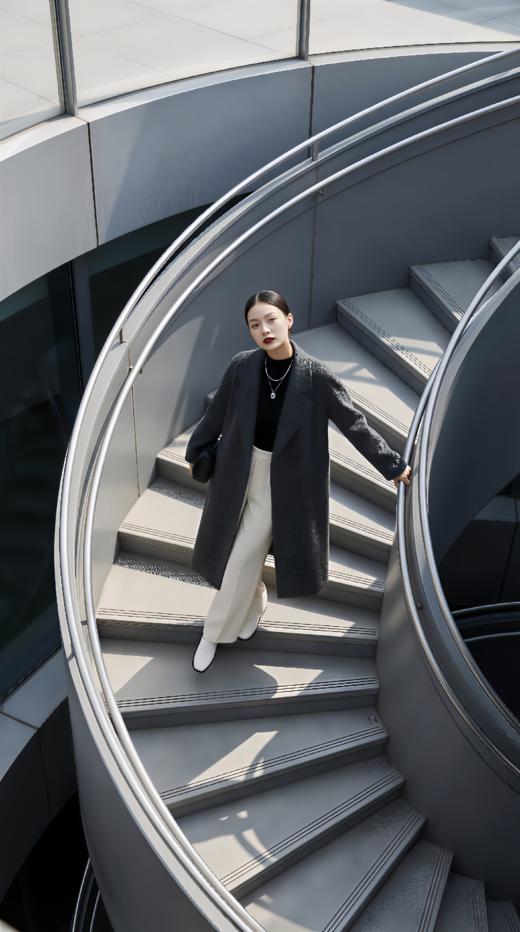 Anica HL 西服领简约版型双面手工大衣 商品图3