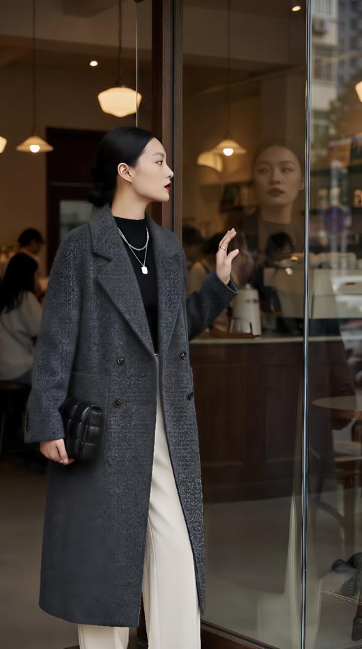 Anica HL 西服领简约版型双面手工大衣 商品图2