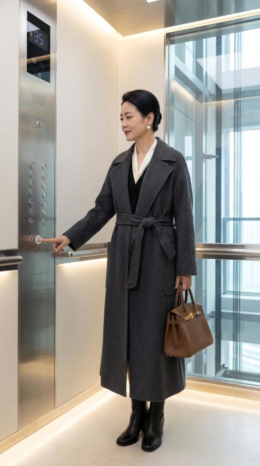 大包珠边大翻领MM经典版长款双面手工大衣 商品图2