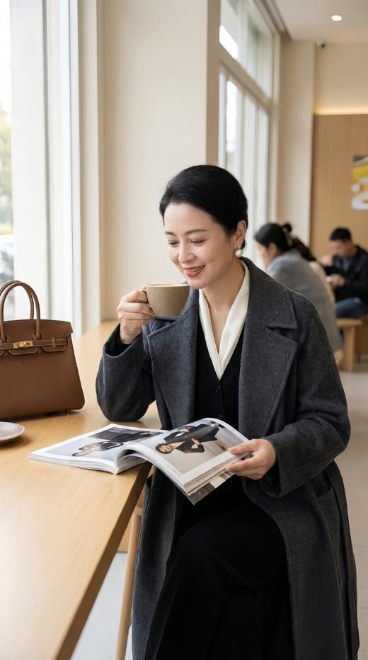 大包珠边大翻领MM经典版长款双面手工大衣 商品图4