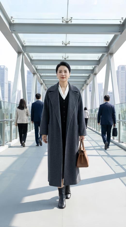 大包珠边大翻领MM经典版长款双面手工大衣 商品图1