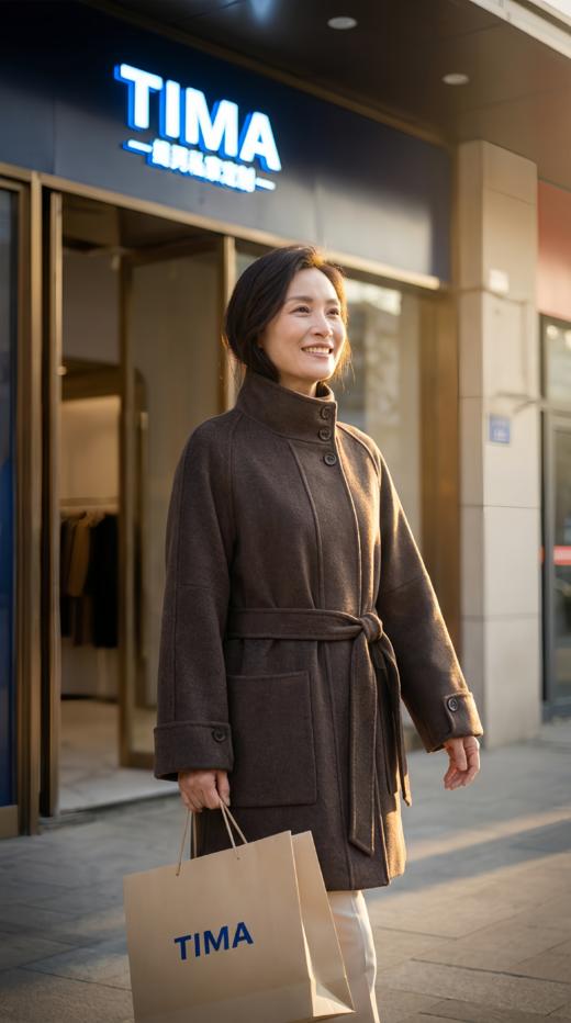 LIN HN 加扣立领系带双面手工大衣 商品图9