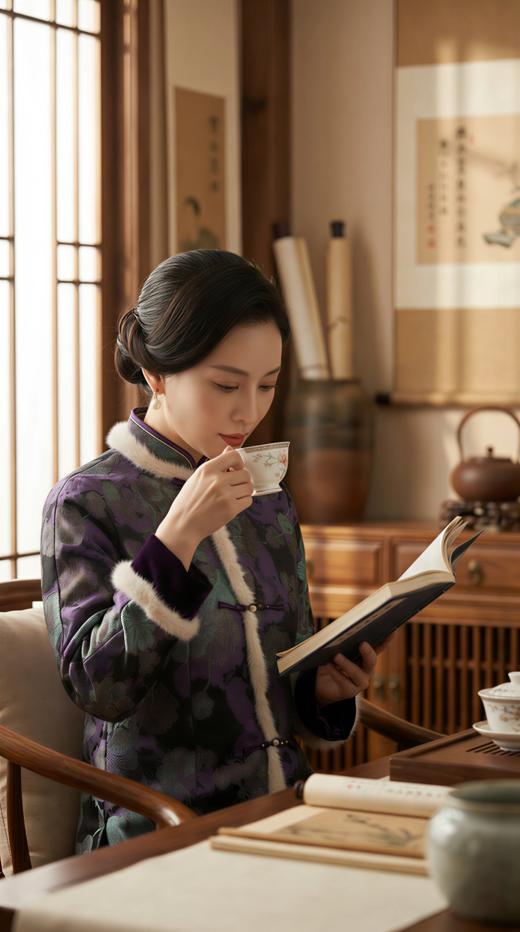 HN 新中式轻奢袖撞色夹棉水貂毛外套 商品图4