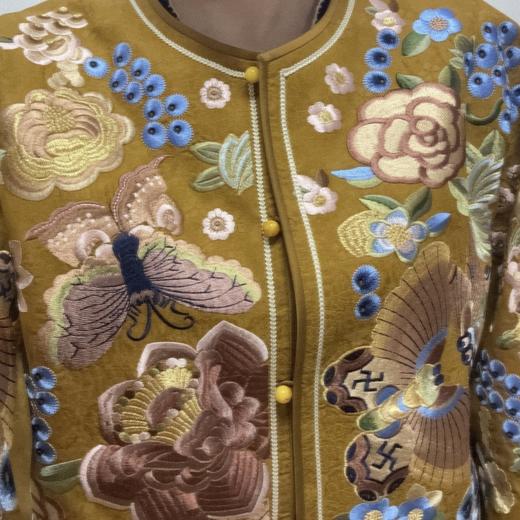 【咕咕同款】NANSONGSILK/NS新中式【绣蝶繁花】新款百万针非遗苗绣香云纱上衣重工外套M1D536084Y南宋 商品图7