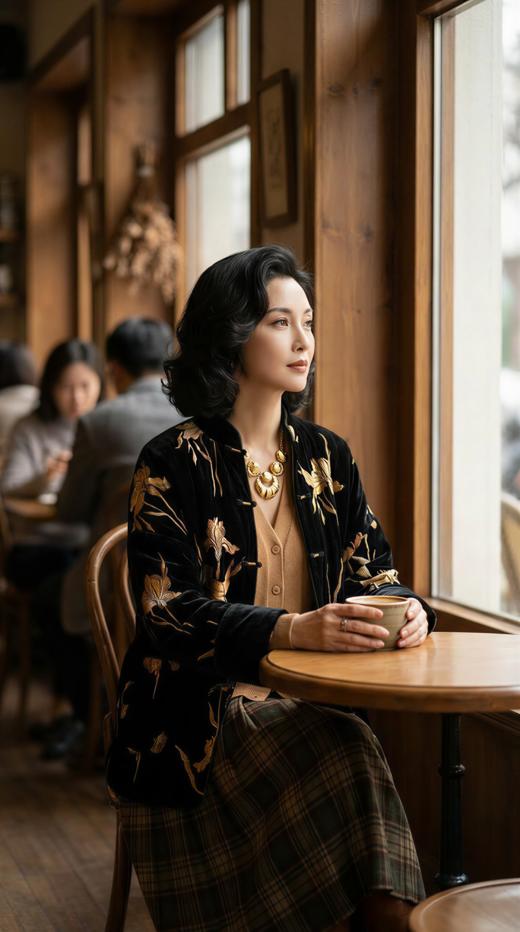 HN 新国风袖口撞色夹羊驼绒棉衣 商品图4