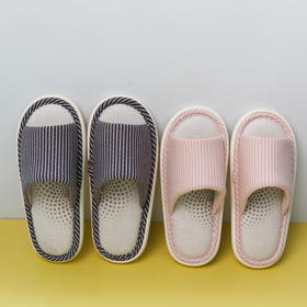 【亚麻拖】男士/女士条纹艾草亚麻拖鞋四季居家拖鞋【WG26651W/M】