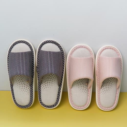 【亚麻拖】男士/女士条纹艾草亚麻拖鞋四季居家拖鞋【WG26651W/M】 商品图0