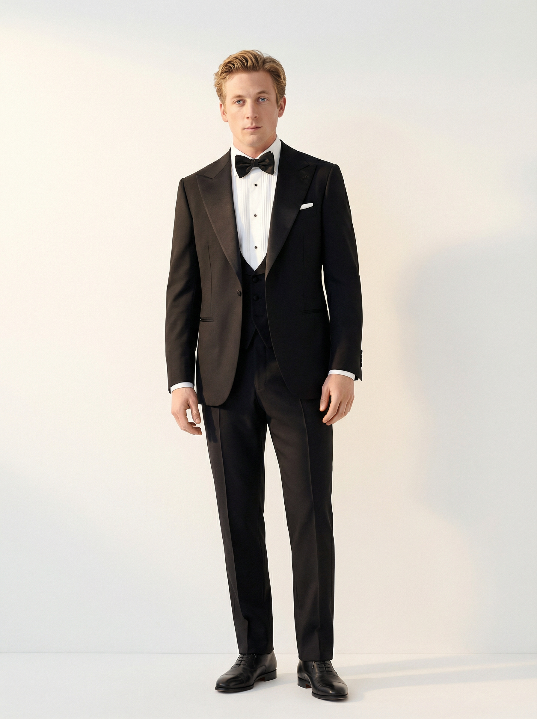 Loro Piana Super 130's 澳洲美丽诺羊毛全麻衬黑色礼服套装