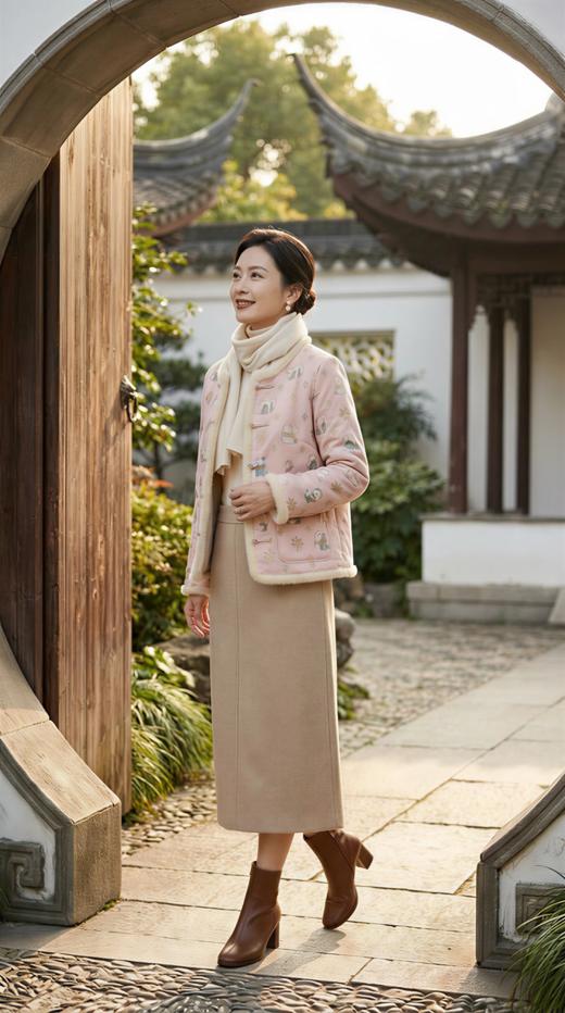 HN 新中式国风加水貂毛饰棉衣外套 商品图1