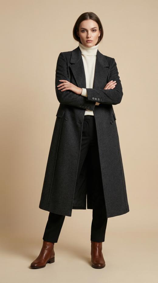 西服领双排扣经典款双面手工大衣 商品图4