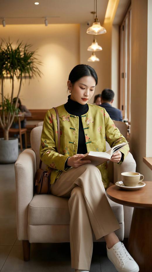LIN HN 圆领国风一字扣加棉外套 商品图5
