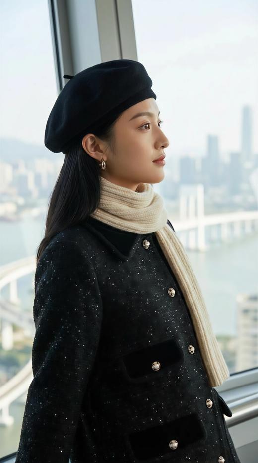 HN百搭通勤撞色贴袋设计宽松风衣 商品图3