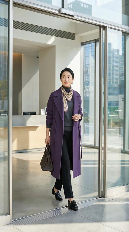 AN 侧开叉翻领两大包双面手工大衣（附腰带） 商品图3