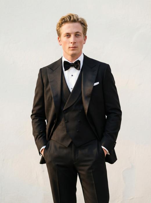 Loro Piana Super 130's 澳洲美丽诺羊毛全麻衬黑色礼服套装 商品图1