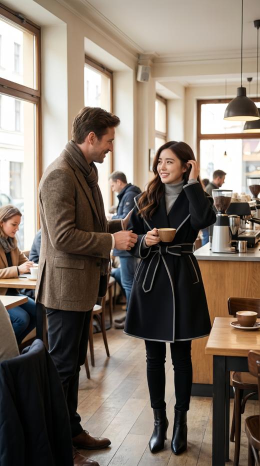 连帽撞色极简双面手工中长大衣 商品图4