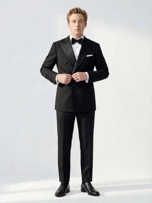 Loro Piana Super 130's 澳洲美丽诺羊毛全麻衬黑色礼服套装 商品图2