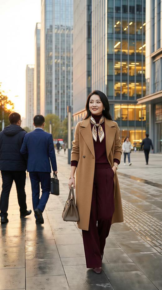 袖口翻折简约双面手工大衣（附腰带） 商品图6