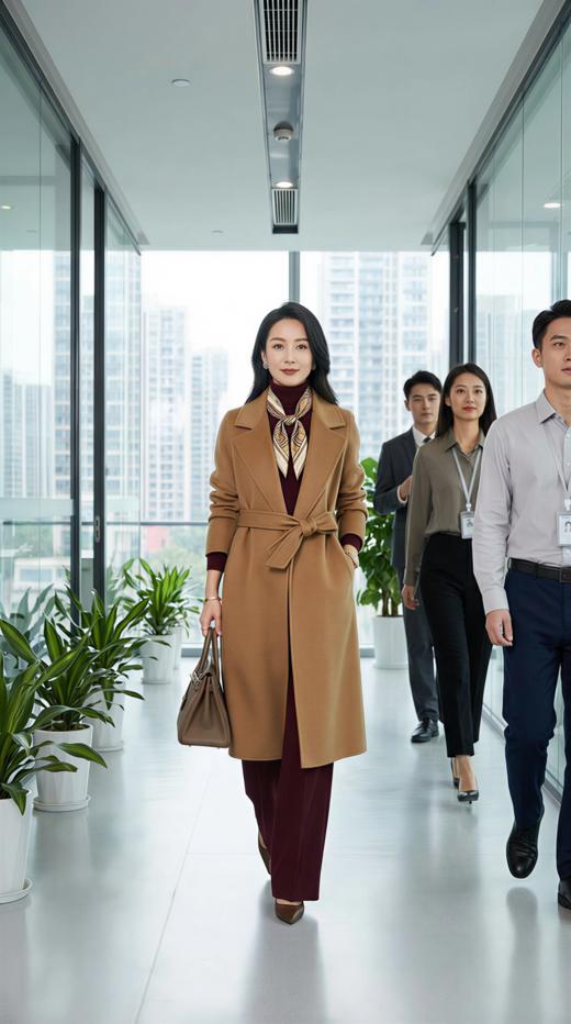 袖口翻折简约双面手工大衣（附腰带） 商品图5