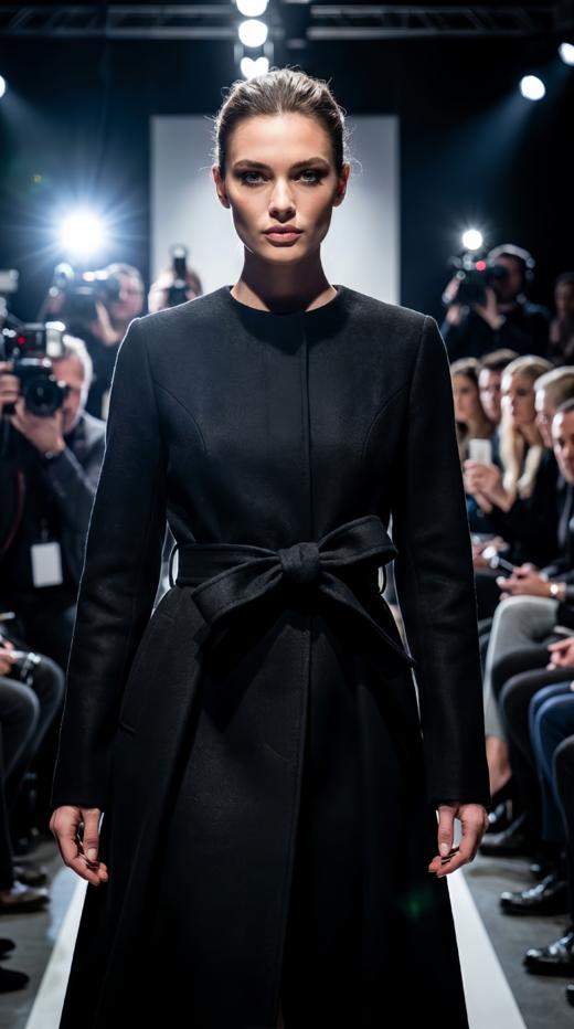 高断腰收折收腰女人味超长款双面手工腰带大衣 商品图0