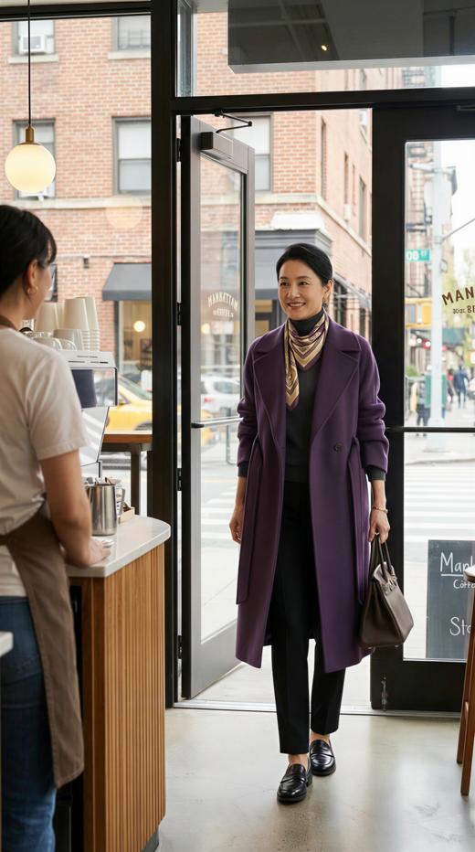 AN 侧开叉翻领两大包双面手工大衣（附腰带） 商品图2