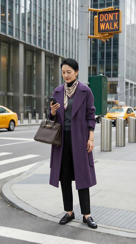 AN 侧开叉翻领两大包双面手工大衣（附腰带） 商品图1