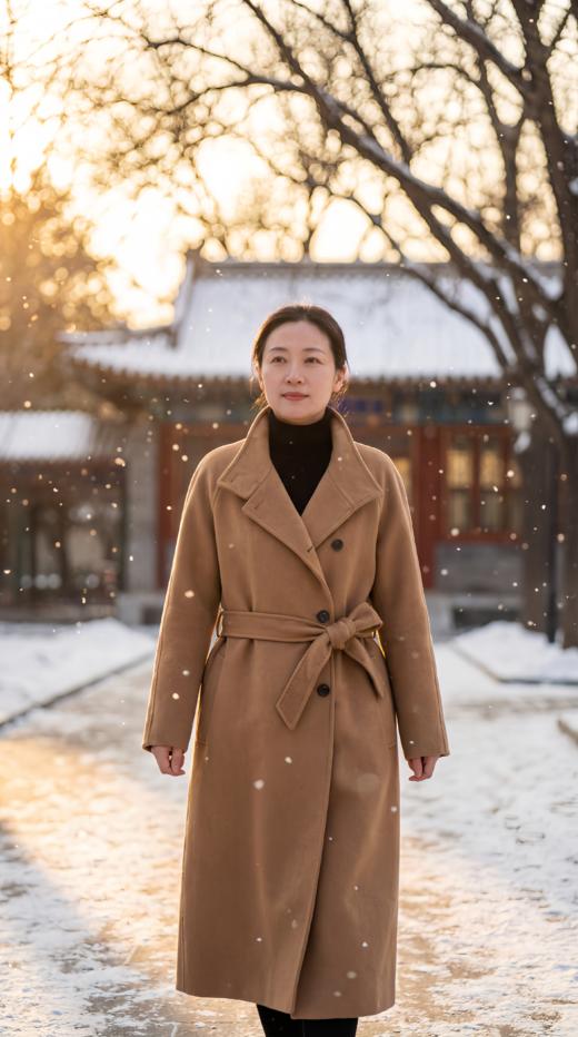 IC同款烟囱领简约版双面手工大衣（附腰带） 商品图1