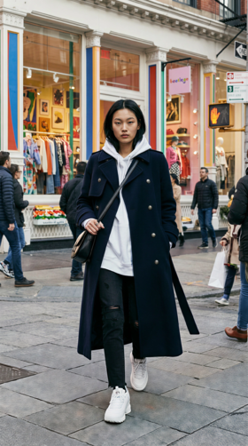 HN 双排扣异形搭片双面手工长款腰带大衣