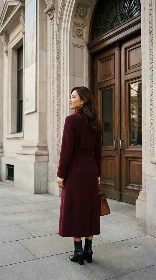 HL 小轮廓翻领中长款双面手工大衣 商品图5