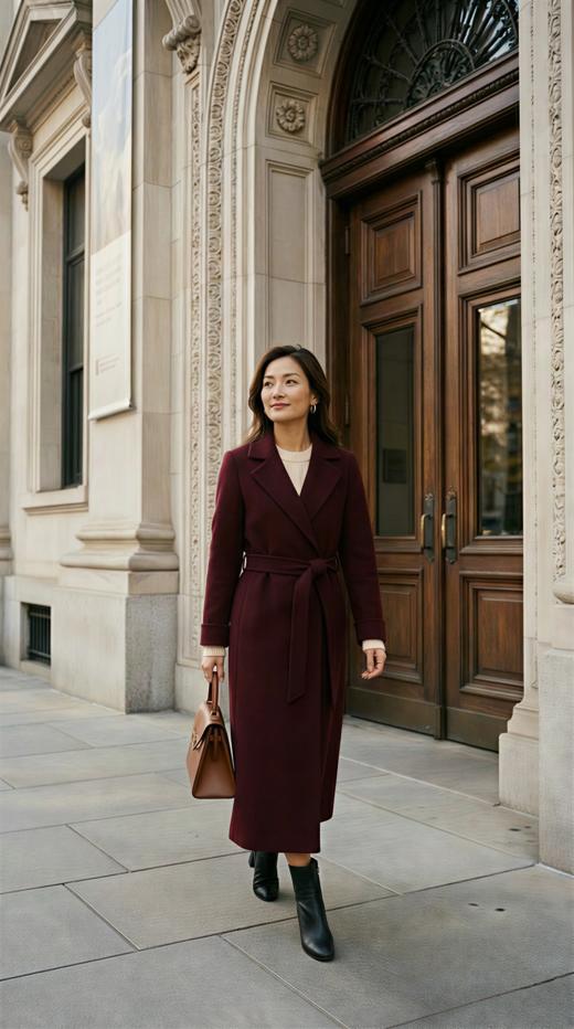 HL 小轮廓翻领中长款双面手工大衣 商品图6