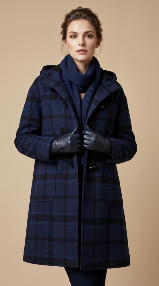 连帽牛角扣松弛感两面穿双面手工大衣 商品图0