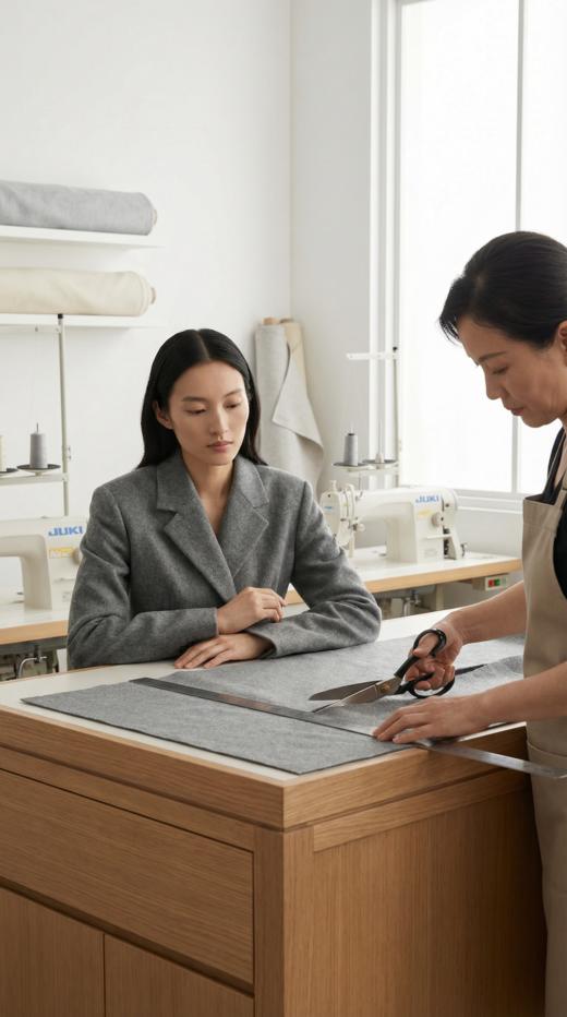 HN 围脖款无领简约双面手工短大衣 商品图1