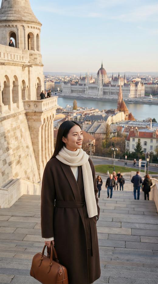 大翻领后背褶子双面手工大衣（附腰带） 商品图4