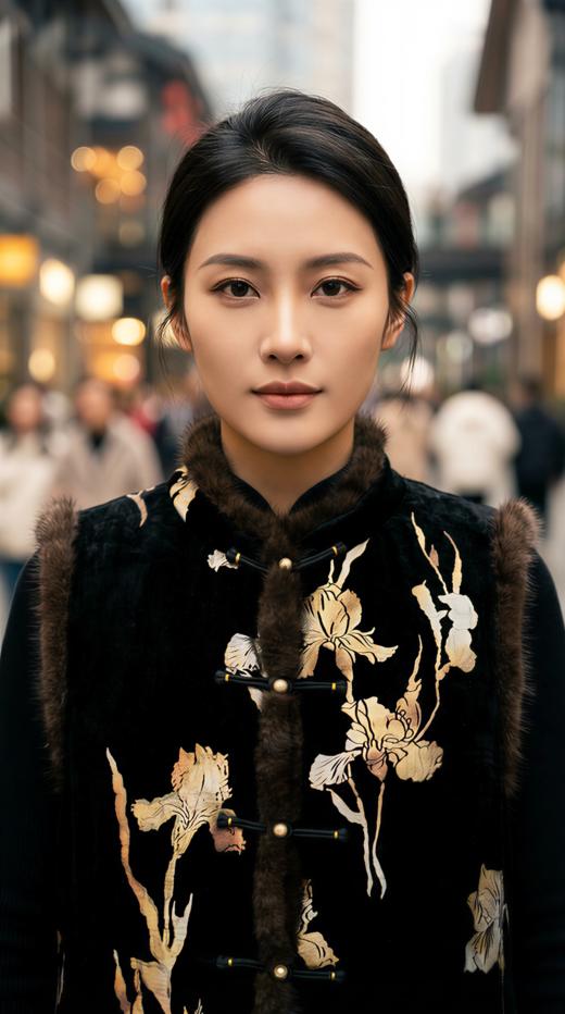 LIN HN 新国风水貂毛装饰棉马甲 商品图1