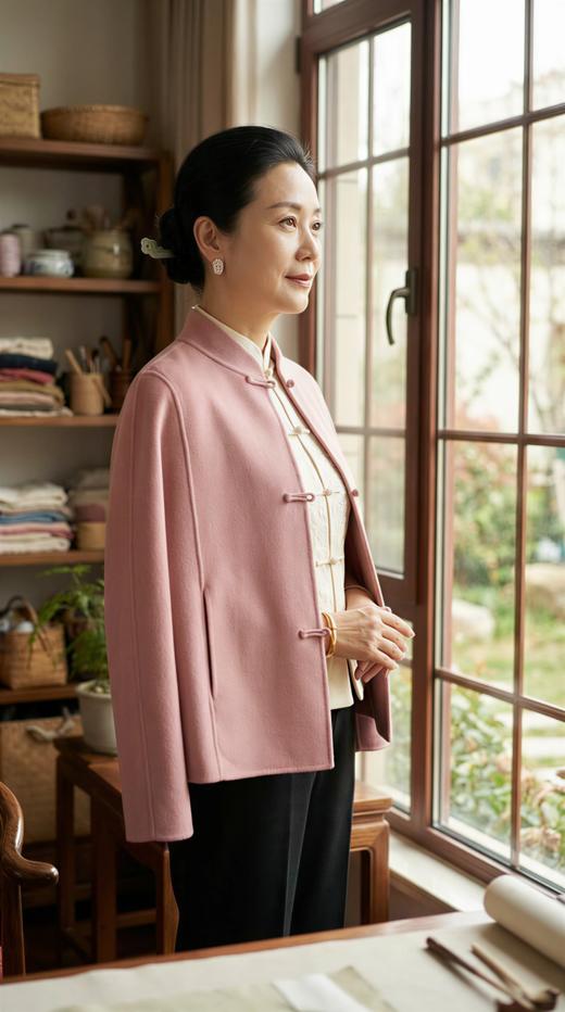 LIN HN 新中式国风立领双面手工短大衣 商品图0