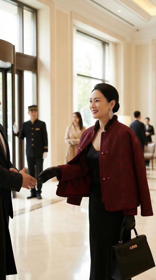 Anica HN 立领轻国风水貂毛夹棉外套 商品图1