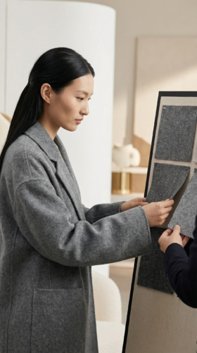 HN 围脖款无领简约双面手工短大衣