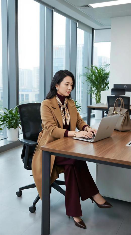 袖口翻折简约双面手工大衣（附腰带） 商品图2