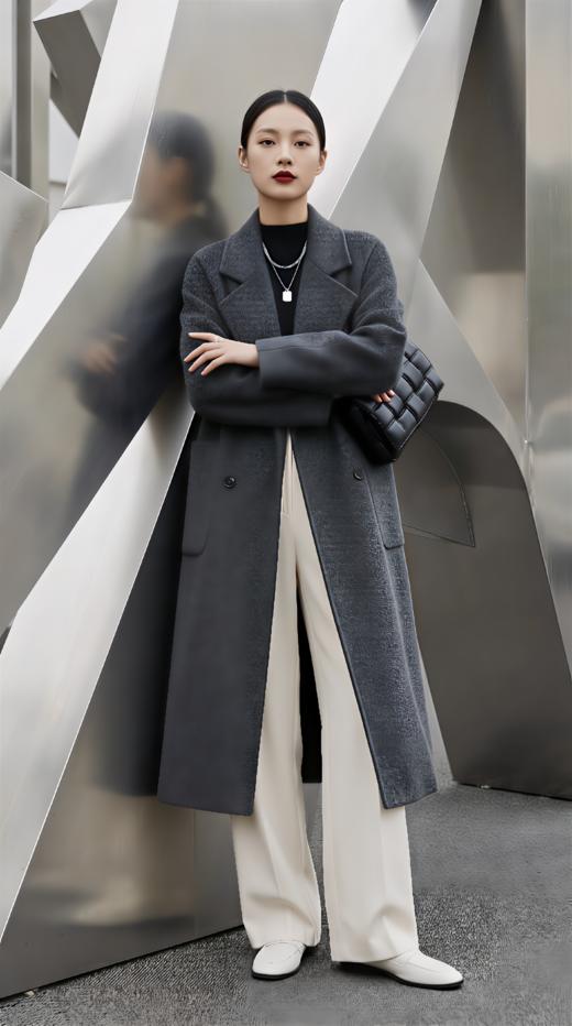 Anica HL 西服领简约版型双面手工大衣 商品图4