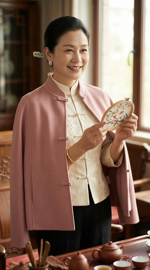 LIN HN 新中式国风立领双面手工短大衣 商品图3