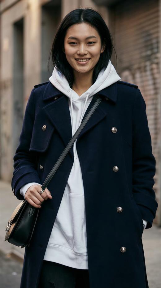 HN 双排扣异形搭片双面手工长款腰带大衣 商品图1