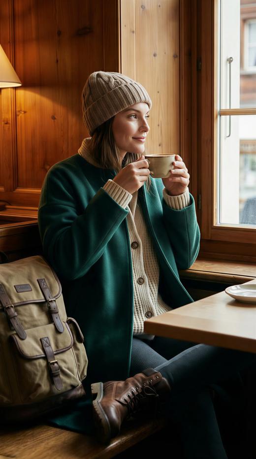 HN 宽袖立裁摆简约双面工艺腰带中长款大衣 商品图5