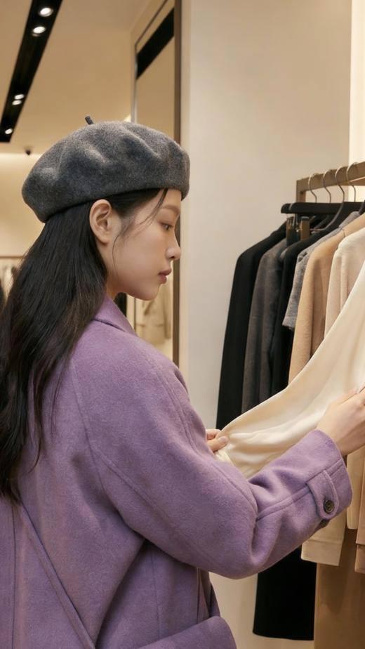 翻领两排扣带小包双面手工短大衣 商品图5