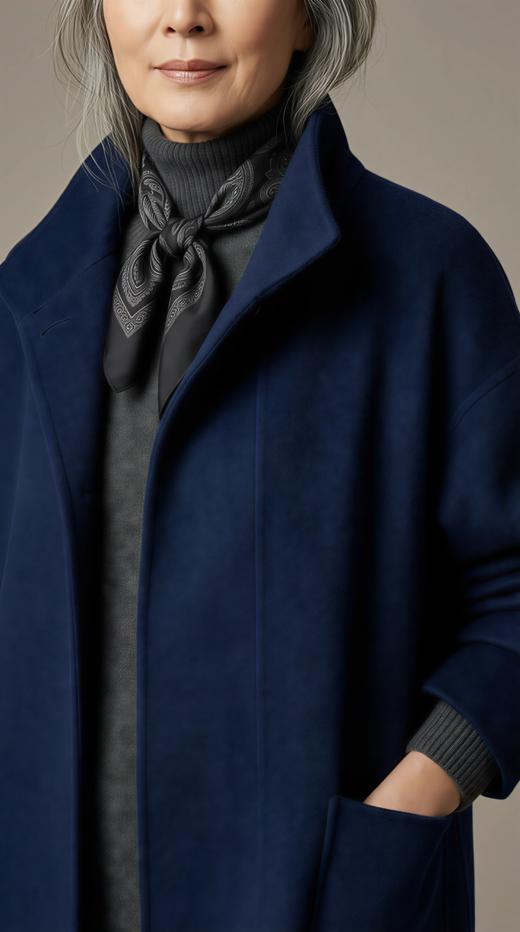 AN 慵懒复古翻领围巾款斗篷双面手工大衣 商品图0