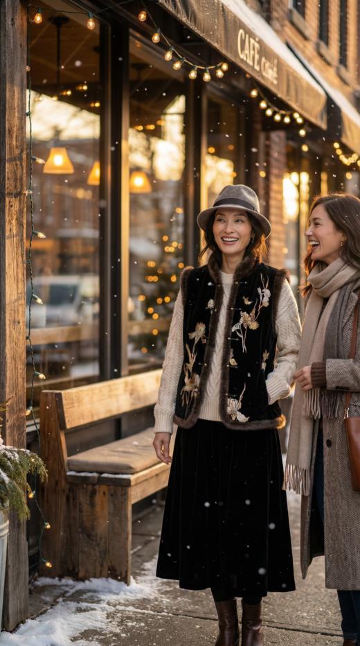 LIN HN 新国风水貂毛装饰棉马甲 商品图1