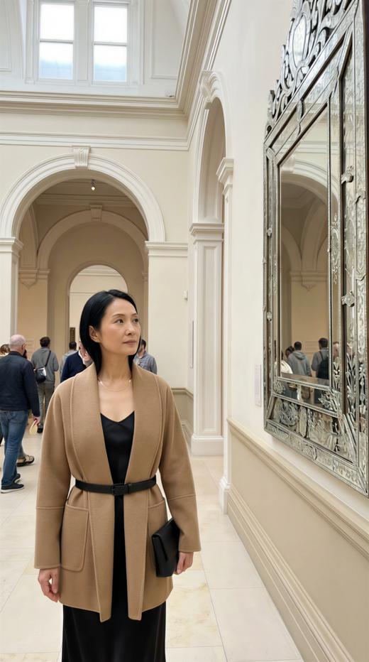 披肩领两大贴包袖破刀中长款双面手工大衣 商品图2