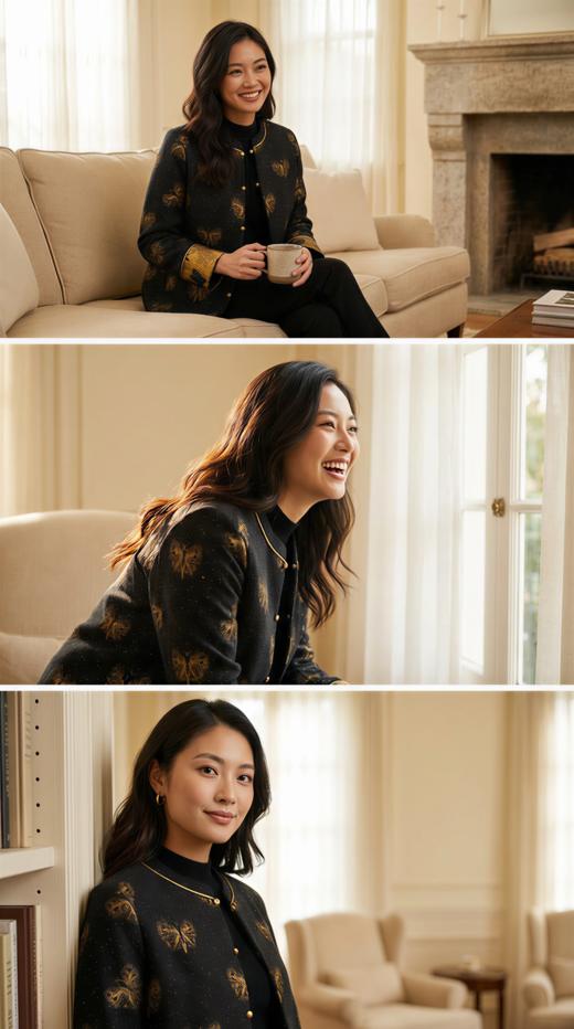 SJ同款花瓣领包夹棉轻国风外套 商品图5