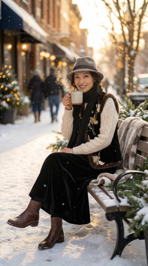 LIN HN 新国风水貂毛装饰棉马甲 商品图2